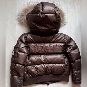 Moncler fur hooded coat size 4